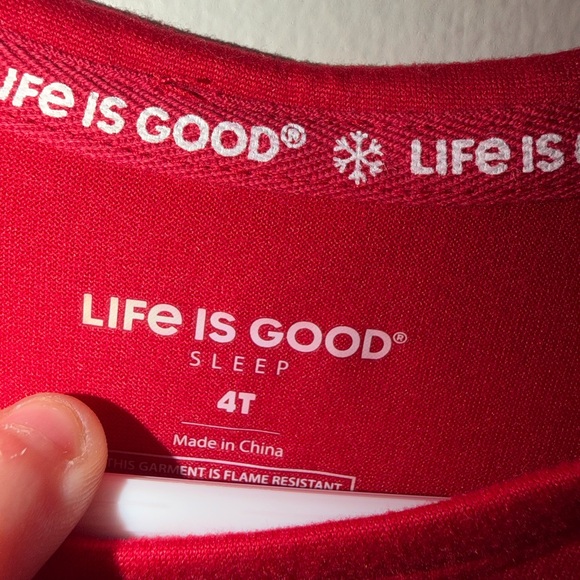 Life Is Good Kids Festive Dog Red Long Sleeve Pajama Top - Picture 3 of 3